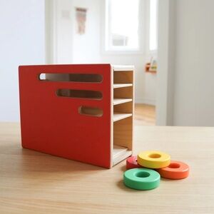 Lovevery Count and Slide Ring Chute Colorful Wooden Shape Sorter